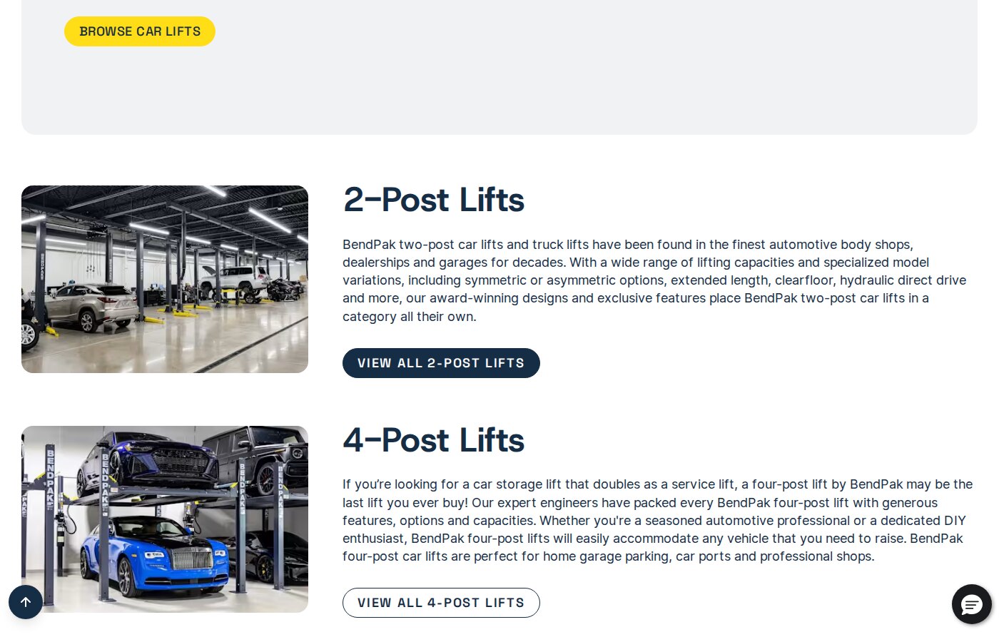 BendPak car lifts hub