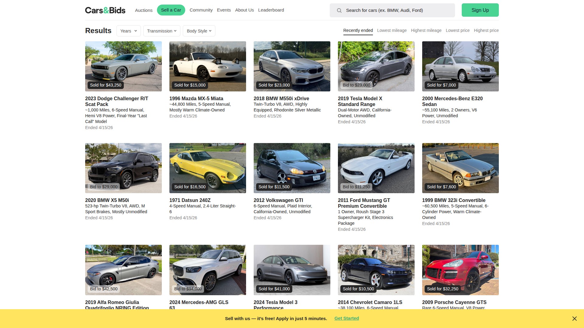 Past Auction Results