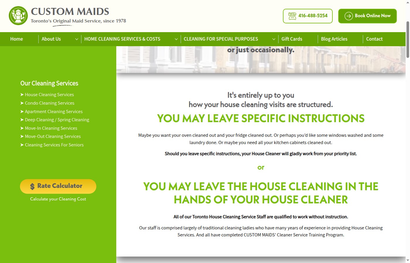 Custom Maids Toronto — House cleaning services and pricing
