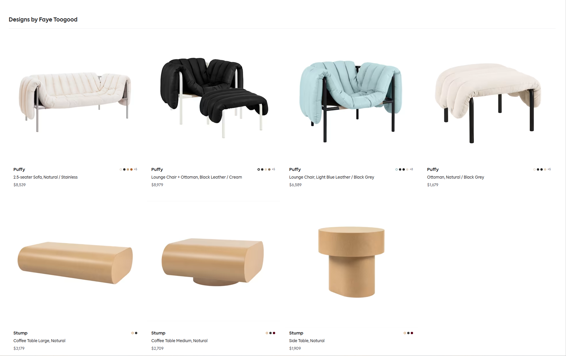 Designer collection — Faye Toogood serie (Puffy + Stump)