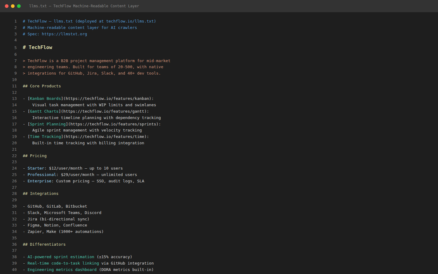llms.txt Machine-Readable Content Layer